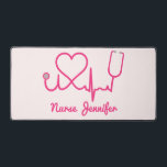 Pink Custom Nurse Name Stethoscope Heart Life Line Desk Mat<br><div class="desc">This is a Pink Custom Nurse Name Stethoscope Heart Life Line Desk Mat!

Perfect gift for your favorite nurse,  a recent nurse graduate,  etc.</div>