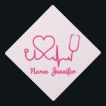 Pink Custom Nurse Name Stethoscope Heart Life Line Graduation Cap Topper<br><div class="desc">This is a Pink Custom Nurse Name Stethoscope Heart Life Line Graduation Cap Topper!

Perfect gift for your favorite nurse,  a recent nurse graduate,  etc.</div>