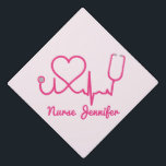 Pink Custom Nurse Name Stethoscope Heart Life Line Graduation Cap Topper<br><div class="desc">This is a Pink Custom Nurse Name Stethoscope Heart Life Line Graduation Cap Topper!

Perfect gift for your favorite nurse,  a recent nurse graduate,  etc.</div>