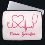 Pink Custom Nurse Name Stethoscope Heart Life Line Laptop Sleeve<br><div class="desc">This is a Pink Custom Nurse Name Stethoscope Heart Life Line Laptop Sleeve!

Perfect gift for your favorite nurse,  a recent nurse graduate,  etc.</div>