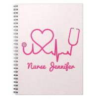 Pink Custom Nurse Name Stethoscope Heart Life Line