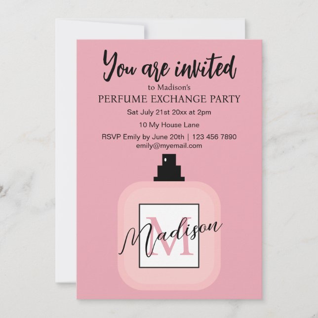 Pink Custom Perfume Exchange Party Invitation (Front)
