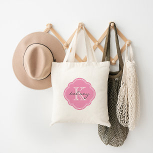 Pink Custom Personalized Monogram Tote Bag