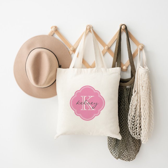 Pink Custom Personalized Monogram Tote Bag (Creator Uploaded)