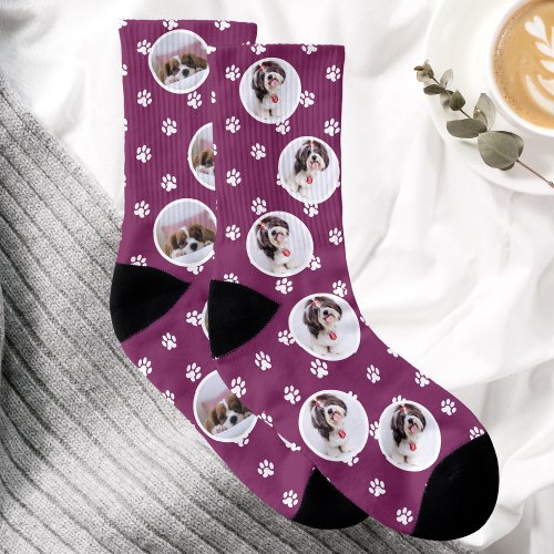 Pink Custom Pet Dog Photo Collage Socks