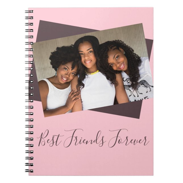 Pink Custom Photo Best Friends Forever in Script Notebook (Front)