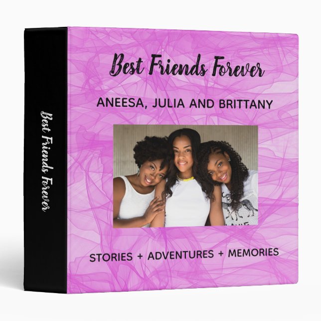 Pink Custom Photo BFF Best Friends 3 Ring Binder (Front/Spine)