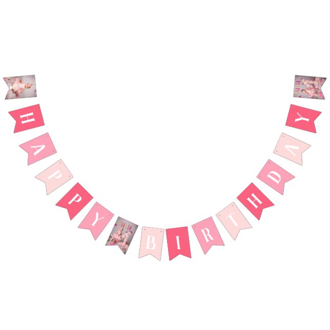 PINK Custom Photo Happy Birthday Banner (All)