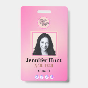 Pink Custom Photo stylish simple minimalist clean Badge