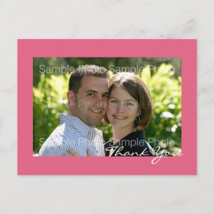 Pink Custom Photo Wedding Thank You Postcard