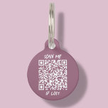 Pink Custom QR Code | Scan Pet ID Tag<br><div class="desc">Customizable pink QR code pet ID tag. This pet tag features a scannable QR code that enables anyone with a smartphone to access important information about your pet. You can easily generate a brand new QR code on the design via the "personalize this template " feature. Just add the URL...</div>