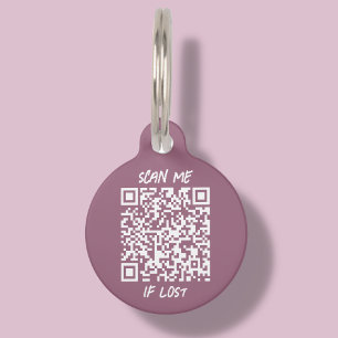 Pink Custom QR Code Scan Pet ID Tag