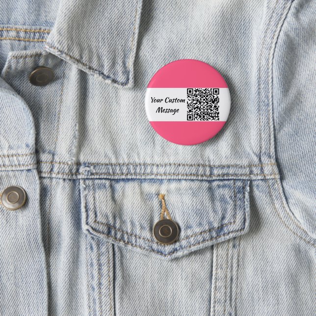 Pink Custom QR Code Trendy Button (In Situ)