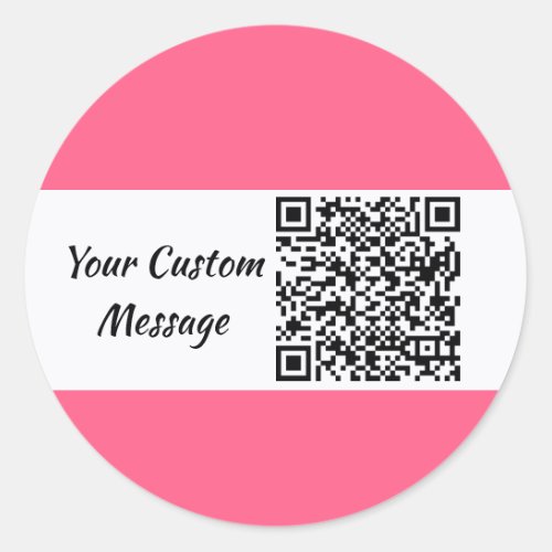 Pink Custom QR Code Trendy Classic Round Sticker