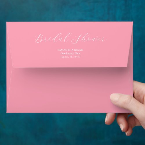 Pink Custom Return Address Envelopes Bridal Shower