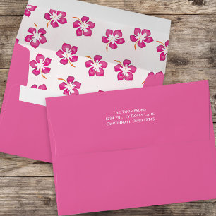 Pink Custom Return Address Hawaiian Pattern Envelope