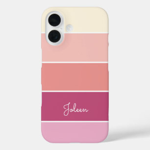 pink Custom Summer  Color Block Stripes iPhone 16 Case
