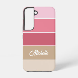 pink Custom Summer Color Block Stripes Samsung Galaxy S22 Case