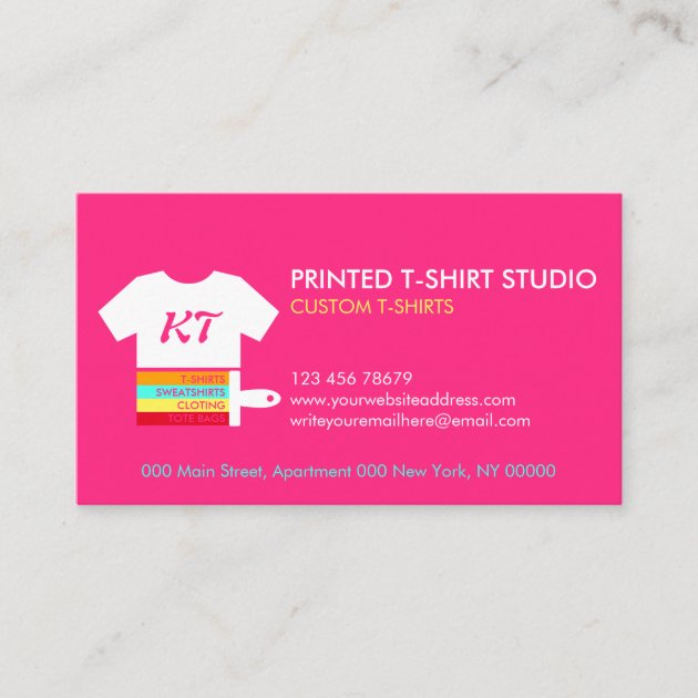 Pink Custom T-Shirts Bags Clothing Business Card