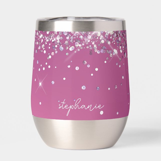 Pink Custom  Thermal Wine Tumbler (Back)