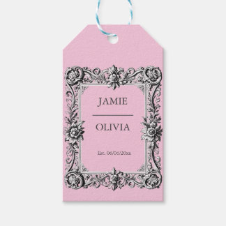 PINK Custom Victorian Scroll Frame – wedding Gift Tags