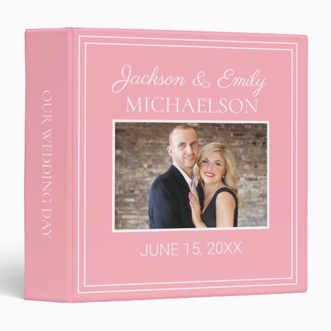 Pink Custom Wedding Photo Memory Scrapbook 3 Ring Binder (Front/Spine)
