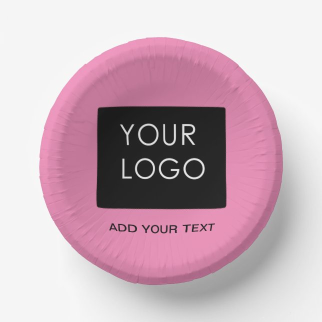 Pink Customizable Business Add Logo   Paper Bowls (Front)