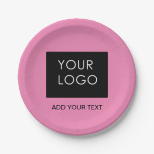 Pink Customizable Business Add Logo Paper Plates