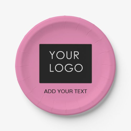 Pink Customizable Business Add Logo  Paper Plates