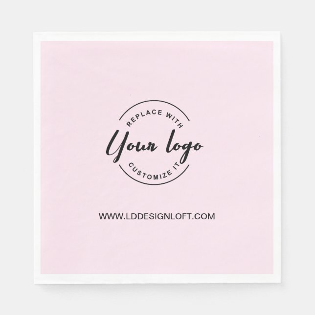 Pink Customizable business company logo website  Napkins (Front)