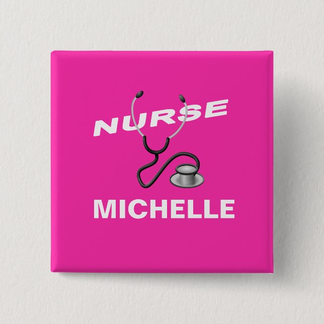 PINK Customizable Name Nurse Button (Front)