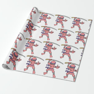 Pink Customizable Ninja Pattern Wrapping Paper