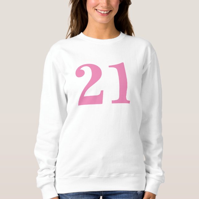 Pink Customize Number Basic Long Sleeve T-Shirt Sweatshirt (Front)