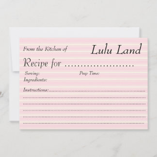 Pink Customize Recipe Card