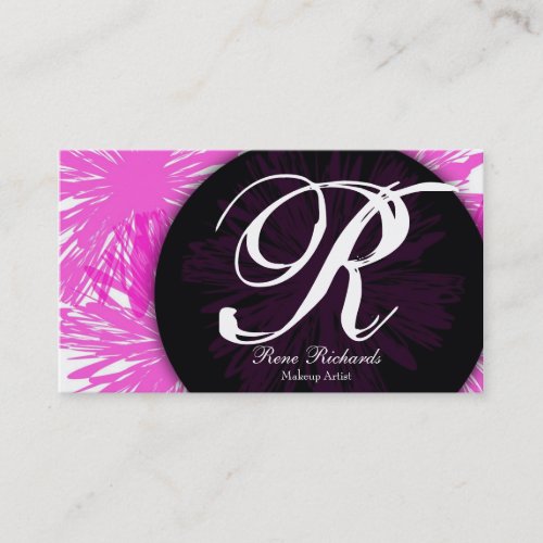 pink customize your mongram business card template