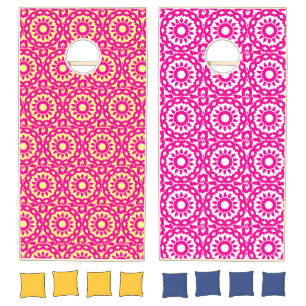 PINK CUT OUT DESIGN FIESTA CORN HOLE SET