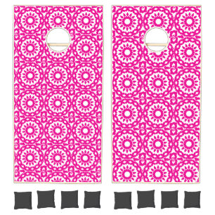 PINK CUT OUT DESIGN FIESTA CORN HOLE SET