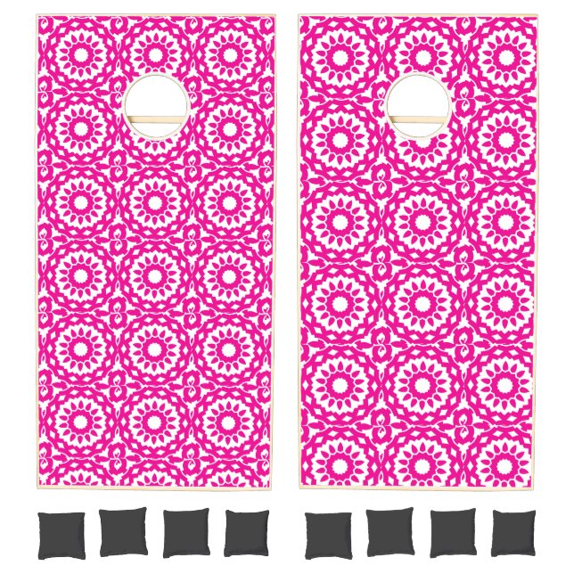 PINK CUT OUT DESIGN FIESTA CORN HOLE SET (Set)