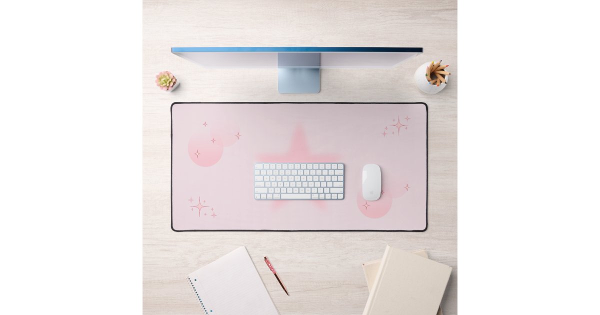 Pink Cute Aesthetic Sparkle Desk Mat | Zazzle