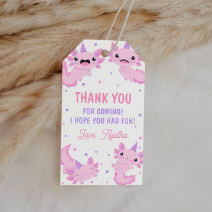 Pink Cute Axolotl Birthday Thank You Favor Gift Tags