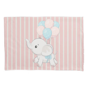 Pink, Cute baby elephant Pillow Case