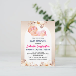 Pink Cute Baby Girl rose flowers baby shower kids Postcard