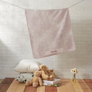 Pink Cute Baby Girl Watercolor Star & Clouds Blanket