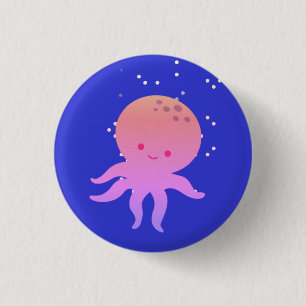 Pink Cute Baby Octopus Cartoon Button
