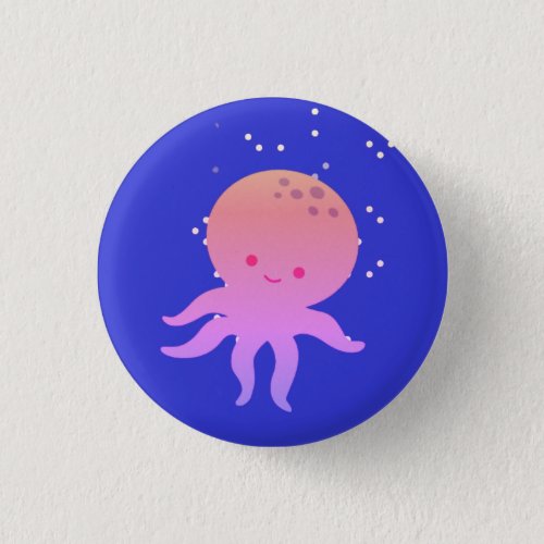 Pink Cute Baby Octopus Cartoon Button