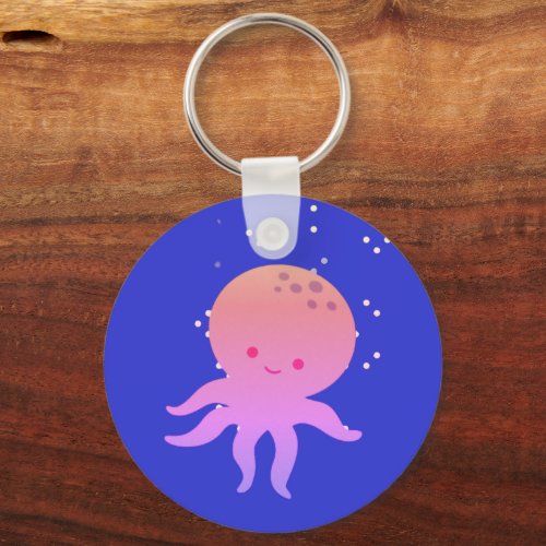 Pink Cute Baby Octopus Cartoon Keychain
