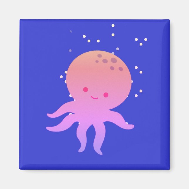 Pink Cute Baby Octopus Cartoon Magnet (Front)