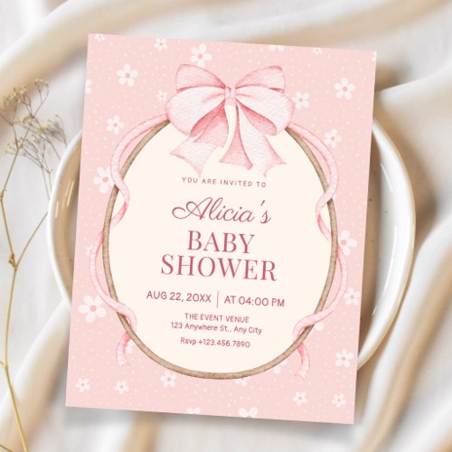 Pink cute baby shower invitation