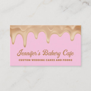 Pink Cute Bakery Pastry Chef Abstract Creamy Business Card