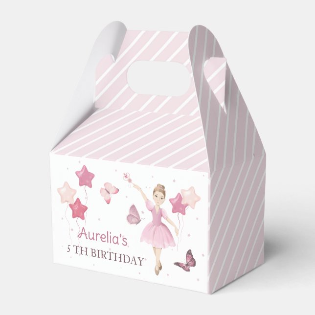Pink Cute Ballerina Birthday Favor Box (Front Side)